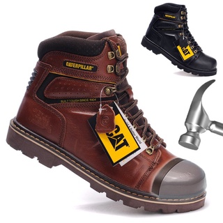 Caterpillar Kasut kerja: botas de seguridad para hombres, botas de trabajo al aire libre, botas de acero, piel genuina (38-46)