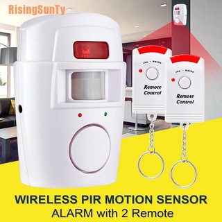 Risingsunty* inalámbrico Pir Sensor de movimiento alarma + 2 controles remotos Shed Home Garage caravana
