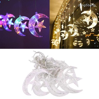 Zong m LED luna estrella cortina luces de navidad guirnaldas cadena de luz de hadas para boda fiesta fiesta año nuevo decoración