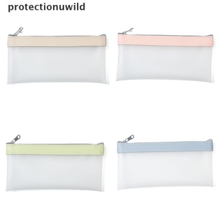 Protection Simple Transparent TPU Leather Korean Fashion INS Pencil Bag Pouches Stationery Wild