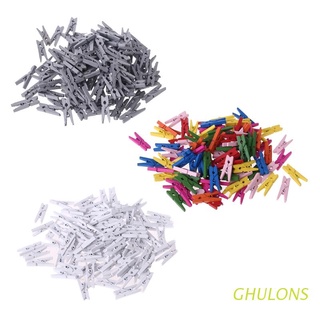 ghulons 100 clips de madera natural de tamaño pequeño de 25 mm para clavijas de papel fotográfico, decoración artesanal