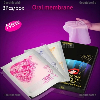 Gooutdoorhb 3 piezas de condón Oral de membrana de la boca de la fruta productos de sabor Ultra delgado condón juguetes
