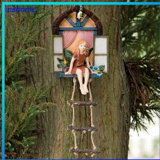 Miniature Garden Tree Ornament Little Fairy Sit On The Window Interesting for Tree Sculptures Garden Decoration