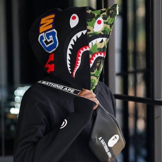 BAPE Shark Jacket Double Hat Series Hip Hop Cardigan Cremallera Sudadera (8)