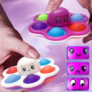 Nuevo Pop It Fidget Spinner empuje burbuja sensorial cambio de cara pulpo juguete alivio del estrés de silicona niños educativos juguetes de descompresión (3)