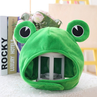 Larry Funny Big Frog Eyes Cartoon Plush Hat Toy Green Headgear Cap Cosplay Costume (1)