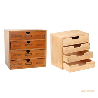 vulnerable madera retro 4 capas cajón caja de almacenamiento retro divisores de escritorio organizador cosmético joyería rústica estante gabinete hogar mesa decoración