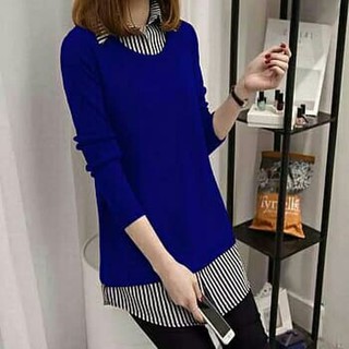 Blusa de mujer importación/estilo coreano blusa cuello Nausica - azul 4LYQ