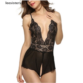 Leesisters1 Women Sexy Lingerie Deep V Lace Dress Open Crotch Underwear Sleepwear Babydoll MX