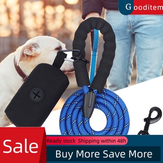 Gooditem cuerda de tracción reflectante con bolsa de caca de Nylon para caminar correa de seguridad para mascotas para cachorro