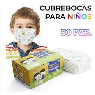 Cubrebocas Tricapa infantil paquete 50 pzas Calidad Premium