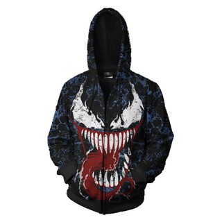 Nueva Marvel Venom Spiderman impreso 3D Outwear sudaderas con capucha cremallera completa Anime moda Casual sudaderas (3)