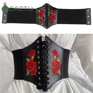 Cactu Retro cinturón todo-partido femenino faja cintura Popular moda Casual Slim cintura flor decoración (1)