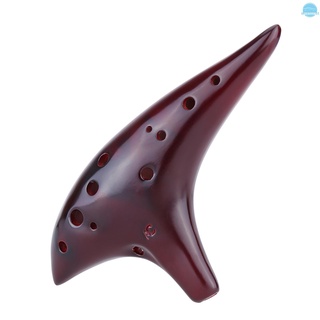 MC 12 Holes Ceramic Ocarina Flute Alto C Smoked Burn Submarine Style Musical Instrument with Music Score for Music Lover and Beginner