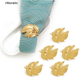 Ritsrain Gold Leaf Napkin Rings for Wedding Party Napkin Holder Metal Circ Napkin Buckle MX