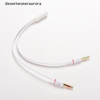 desertwateraurora 3.5 mm auriculares micrófono audio y divisor cable hembra a doble macho convertidor adaptador dwa