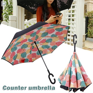 Unisex Automatic Hands-Free Creatives Umbrella Long Handle Double-Layer Reverse Umbrella For Bicycle Car