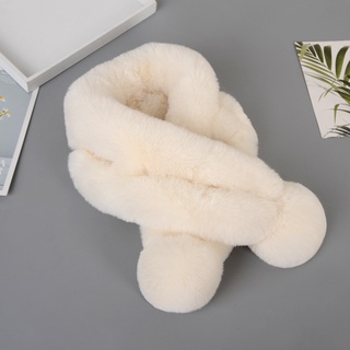 Bufanda de pelo de conejo de felpa bufanda de estilo coreano femenino de piel de conejo Rex de peluche de invierno cálido para niños cuello cruzado Cuello de piel de protección
