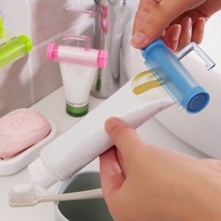 [HP] exprimidor de pasta de dientes de plástico enrollable para baño, gancho de pasta de dientes (1)