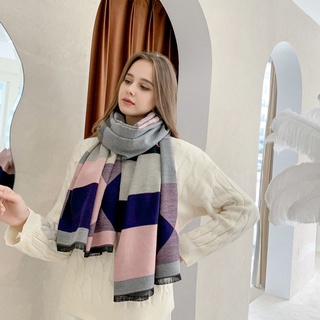 Bufanda para mujer primavera y otoño estilo coreano versátil cachemir doble-uso chal largo estudiante gruesa bufanda cálida Otoño e Invierno
