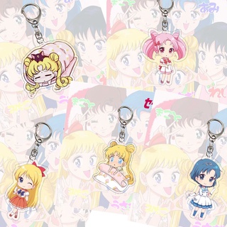 LAKEMERCHANT Creativo Llavero Sailor Moon Liebre Llavero Sailor Moon Colgante de bolso Llavero colgante Nuevo Accesorios para el automóvil Baratijas de bricolaje Regalos para parejas Regalos de cumpleaños Llavero acrílico (5)