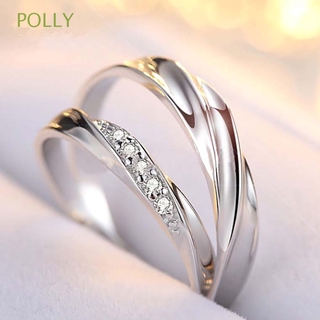 POLLY Creative anillo de dedo Simple abierto anillo par anillo de boda moda hombres mujer aleación ajustable joyería de moda
