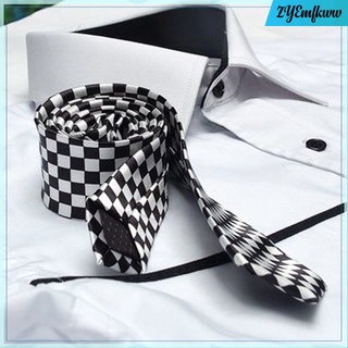 clásico negro blanco cuadros unisex hombres's corbata delgada estrecha corbata delgada