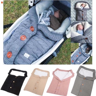 bebé bebé botón manta de punto ganchillo invierno caliente envolver envoltura saco de dormir