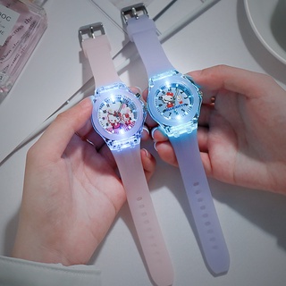 Relojes para mujeres Hello Kitty de dibujos animados reloj luminoso resplandor LED reloj de silicona niños reloj (4)