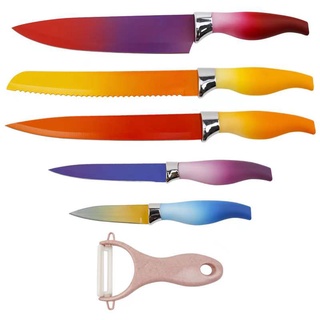 set de Cuchillos Profesionales de Cocina Chef Acero Inoxidable color metalico arcoiris Set de 6 piezas (1)