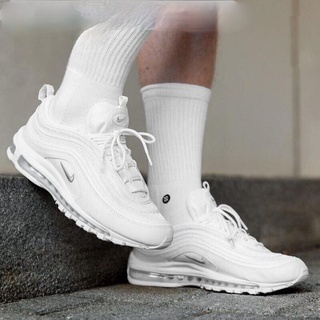 Tenis Nike Zapatos de hombre Nike Air Max97 Nike Men's and Women's Pure White Bullet Full Palm Air Cushion Casual Running Shoes zapatos para correr