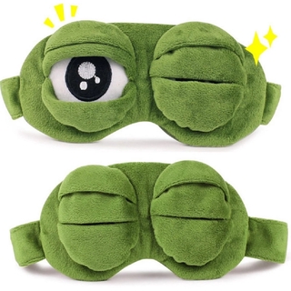 cubierta de ojos de rana verde de dibujos animados, linda máscara de ojos 3d, forma de rana, venda de ojos para dormir, anime, regalo divertido