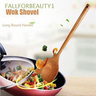Fallforbeauty1 vajilla de madera antiadherente mango redondo utensilios de cocina utensilios de cocina espátula de madera Wok pala/Multicolor