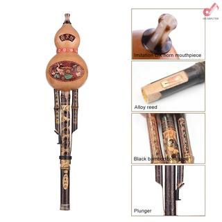 HP Chinese Handmade Black Bamboo Hulusi Gourd Cucurbit Flute Ethnic Musical Instrument Key of C with Case for Beginner Music Lovers (5)