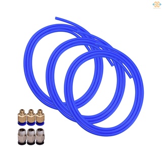 Besh/ Aibecy 3pcs azul PTFE tubo manguera tubo 1 metro con 3 piezas PC4-M6 accesorios neumáticos 3pcs PC4-01 accesorios conectores para impresora 3D filamento 1,75 mm