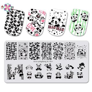 BeautyBigBang - placa rectangular para estampado de uñas, diseño de Panda, serie Animal