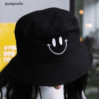 Guaguafu Women Smile Face Embroidery Bucket Hat Outdoor Fishing Sunscreen Bucket Hat MX