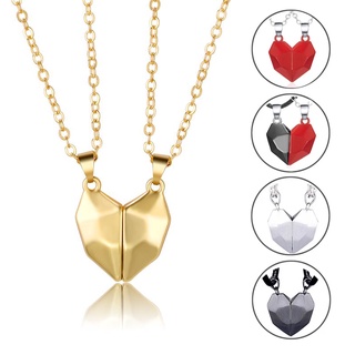 2 Collares Magnéticos Para Pareja , Imán De Amor , Diseño De Piedra , Colgante En Forma De Corazón , Collar Multifacético