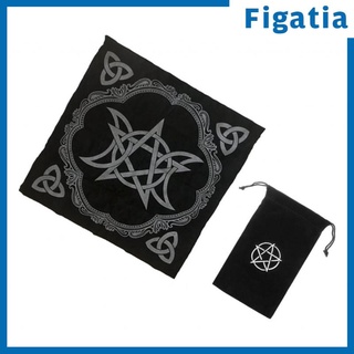 [FIGATIA] Altar Tarot mantel de mesa luna adivinación terciopelo tapiz 49 cm +Tarot bolsa de tarjeta