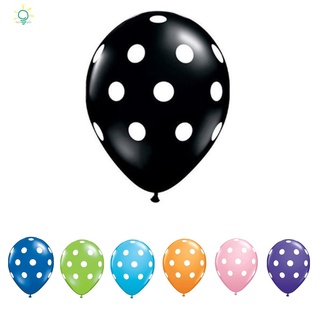 globo de látex de lunares de 12" de 20 unidades, feliz cumpleaños, baby shower, boda, punto nupcial (negro/blanco)