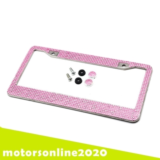 Bling License Plate Frame for Women/Girl, Car Licenses Plate Covers License Tag Stainless Steel Metal Frame for All (2)