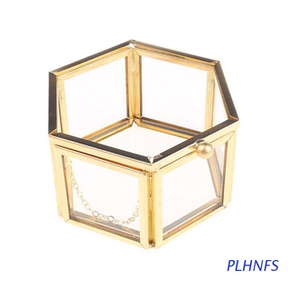 plhnfs - joyero geométrico de cristal transparente para joyas, organizador de mesa, plantas suculentas, contenedor de joyas para el hogar