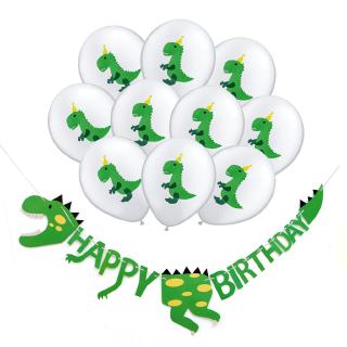 Globos de látex y bandera de feliz cumpleaños de dinosaurios/decoración de fiesta de cumpleaños