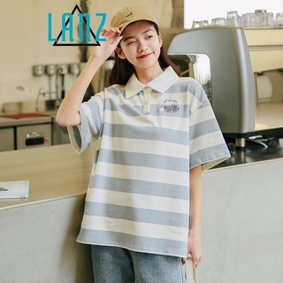 2021 nuevo estilo coreano pequeño fresco rayas camiseta de manga corta mujer estudiante suelto y lindo