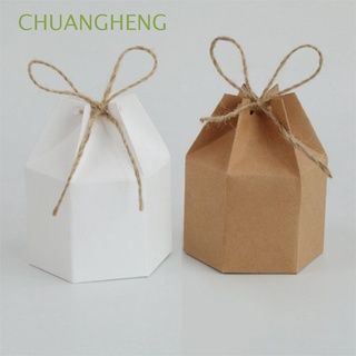 chuangheng linterna caramelo caja hexagonal boda favor cajas de regalo papel kraft san valentín 10/30/50pcs paquete hogar con cuerda fiesta suministros