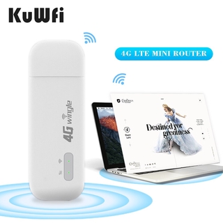 KuWFi 4G LTE Router USB 4G Wifi Dongle desbloqueado Mini coche Routers inalámbricos móvil Wifi Hotspot con ranura para tarjeta Sim