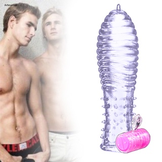 Cr vibrador punteado hilo transparente condón de extensión del pene manga de bloqueo anillo juguete sexual