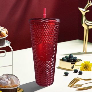 Reutilizable esmerilado Starbucks reutilizable Starbucks taza fría vaso taza de paja rosa rojo Ins estilo 2021 (4)