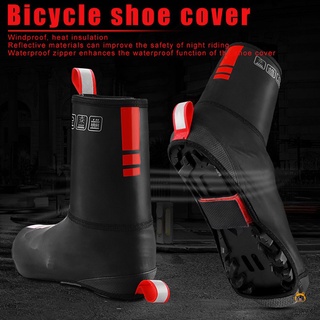 1 par de cubiertas de zapatos de bicicleta ciclismo Overshoes cuero PU impermeable Reflecetive pieza para invierno