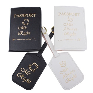 re 1set cuero pu equipaje etiqueta mr./sra. pasaporte caso cartera para parejas luna de miel organizador de viaje (8)